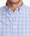 Model wearing a Blue Wrinkle-Free Andradas Shirt