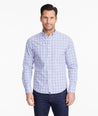Model wearing a Blue Wrinkle-Free Andradas Shirt