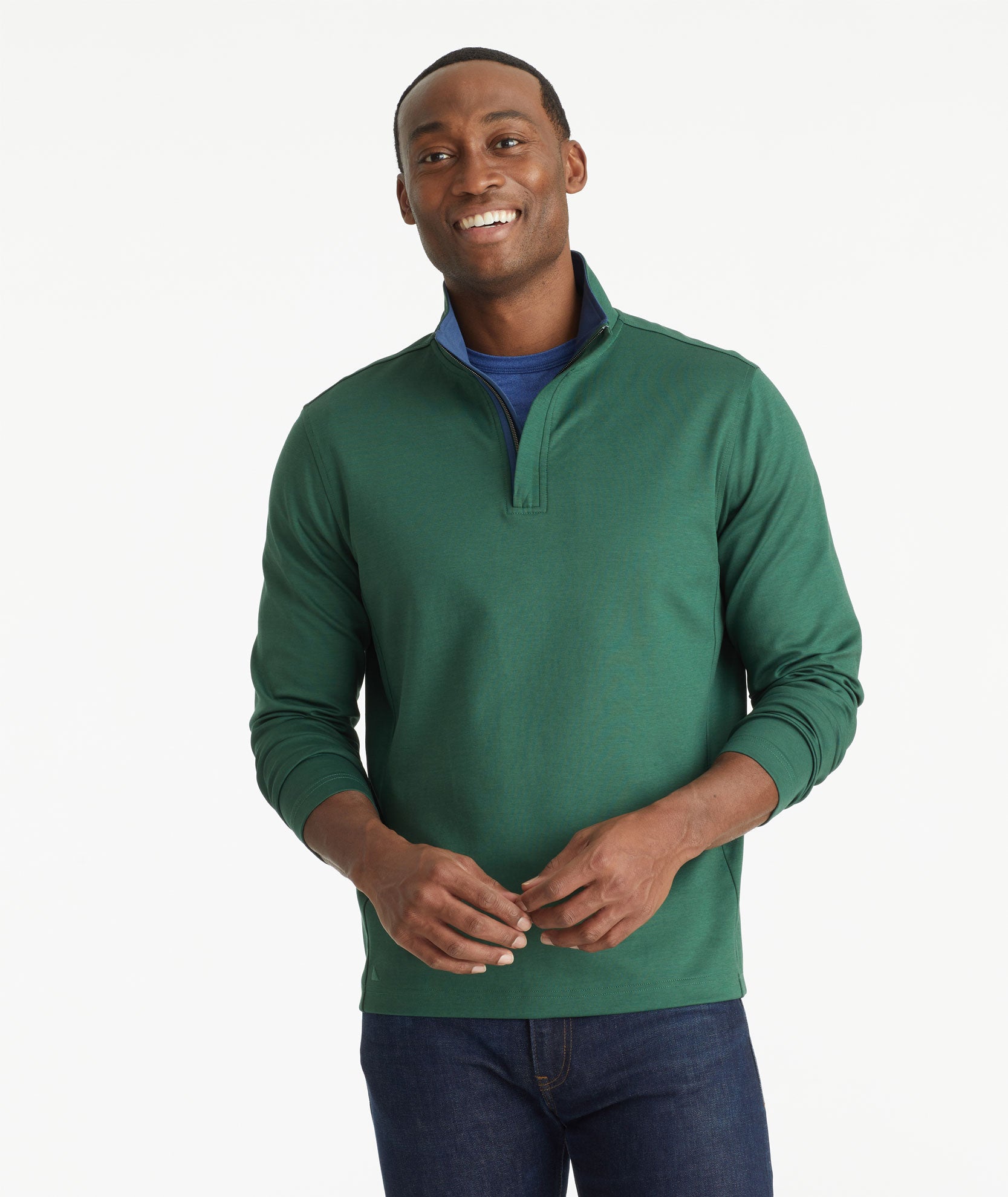 Wrinkle Free Quarter Zip Dark Green UNTUCKit