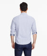 Model wearing a Navy Wrinkle-Free Performance Armand Shirt