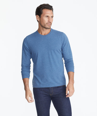 Model wearing a Blue Ultrasoft Long-Sleeve Tee