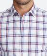 Model wearing a Red Lightweight Wrinkle-Free Flannel Baron Shirt