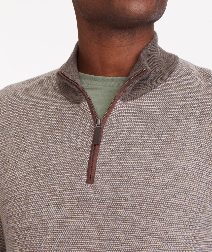 Birdseye Merino Wool Quarter-Zip Sweater