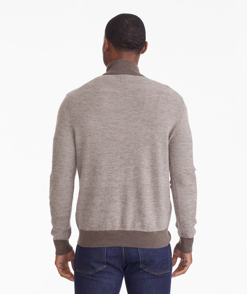 Birdseye Merino Wool Quarter-Zip Sweater Light Brown | UNTUCKit