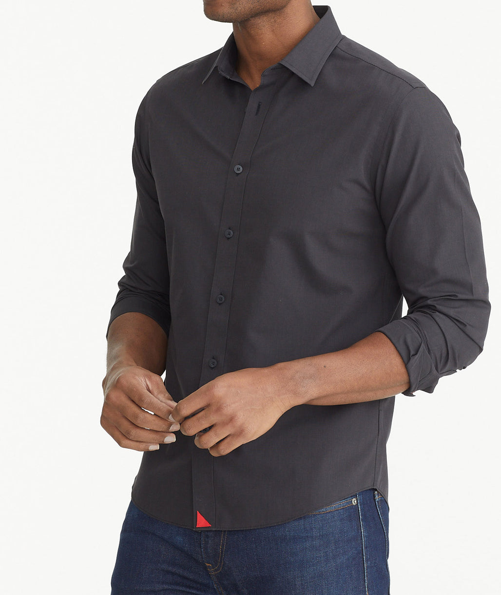 Wrinkle-Free Black Stone Shirt Black with Red Sail | UNTUCKit