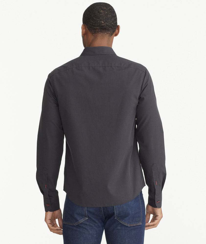 Wrinkle-Free Black Stone Shirt with Red Sail
