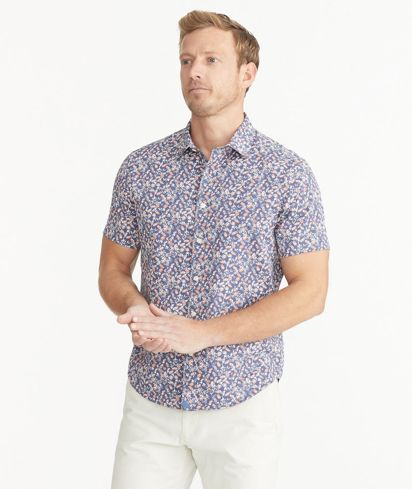 Cotton Short-Sleeve Buckley Shirt Navy Red & White Floral | UNTUCKit