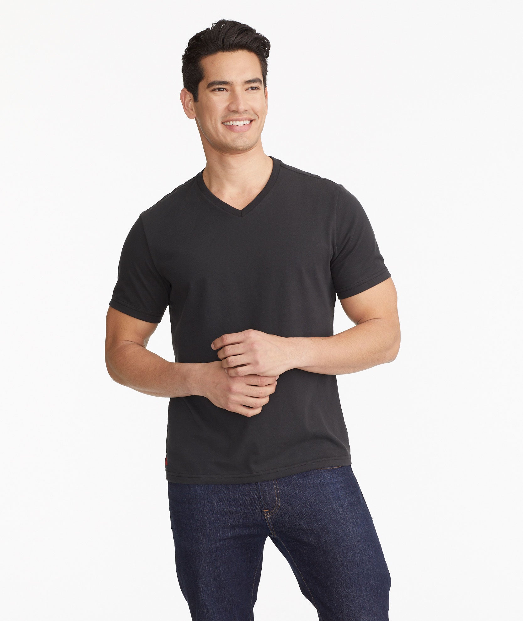 Black shirt v neck hotsell