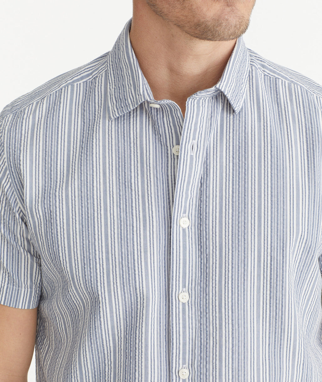 Cotton Seersucker Short-Sleeve Caleb Shirt
