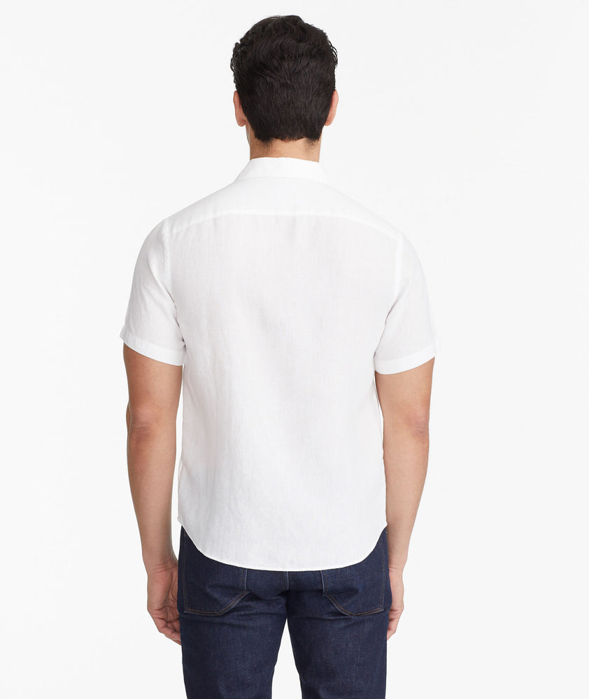 Wrinkle-Resistant Short-Sleeve Linen Calvano Shirt White | UNTUCKit