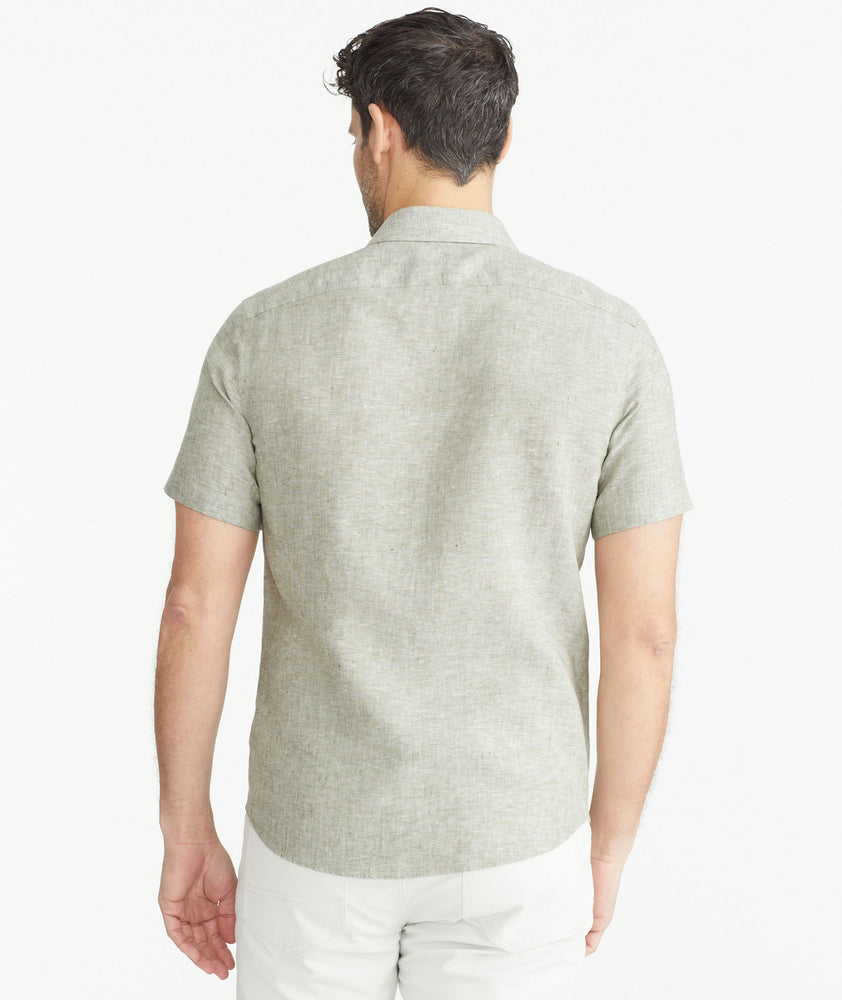 Wrinkle-Resistant Linen Short-Sleeve Cameron Shirt Olive | UNTUCKit