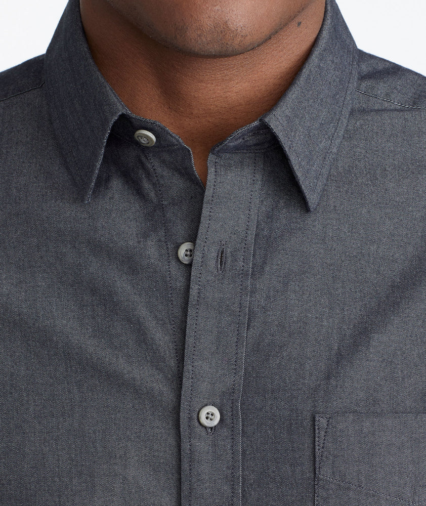Model wearing a Grey Classic Chambray Shirt