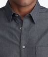 Model wearing a Grey Classic Chambray Shirt