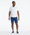 Model wearing a Navy Printed Traveler Shorts