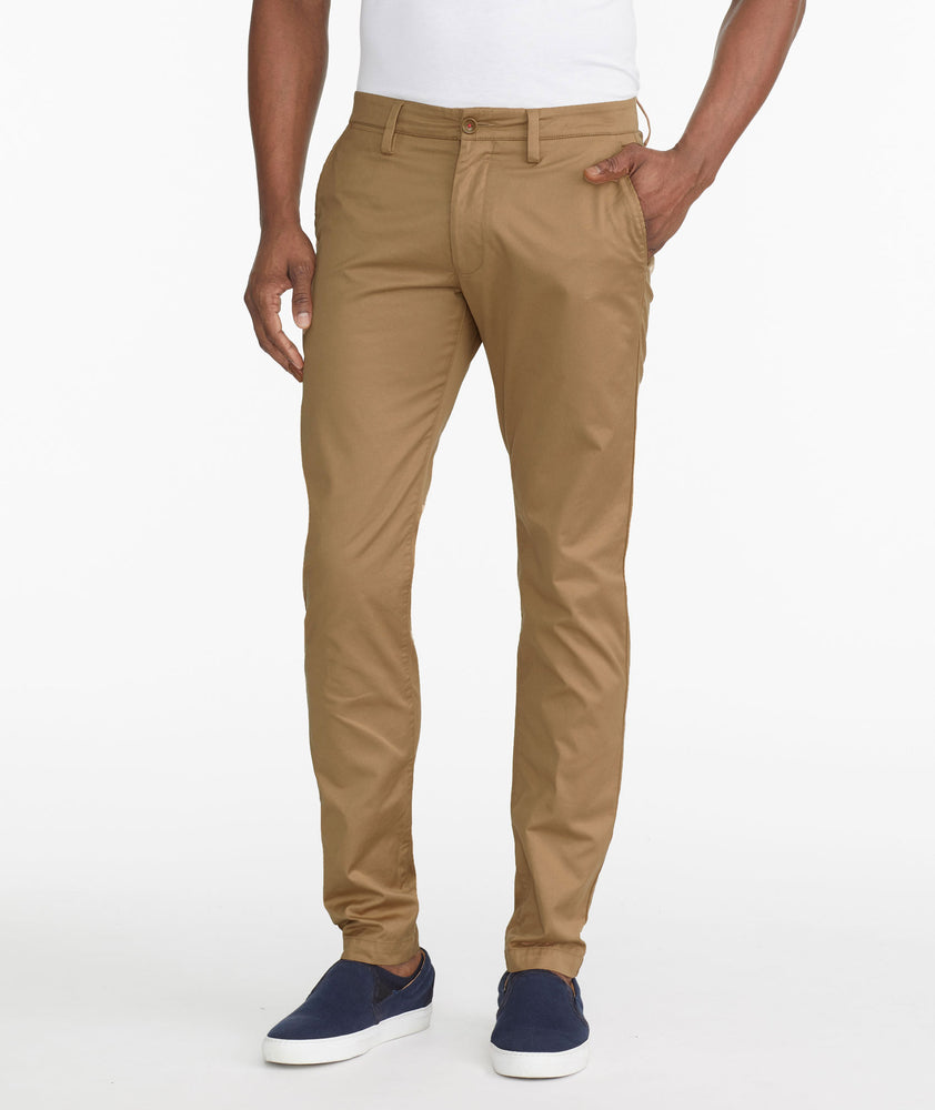 Model wearing a Tan Chino Pants