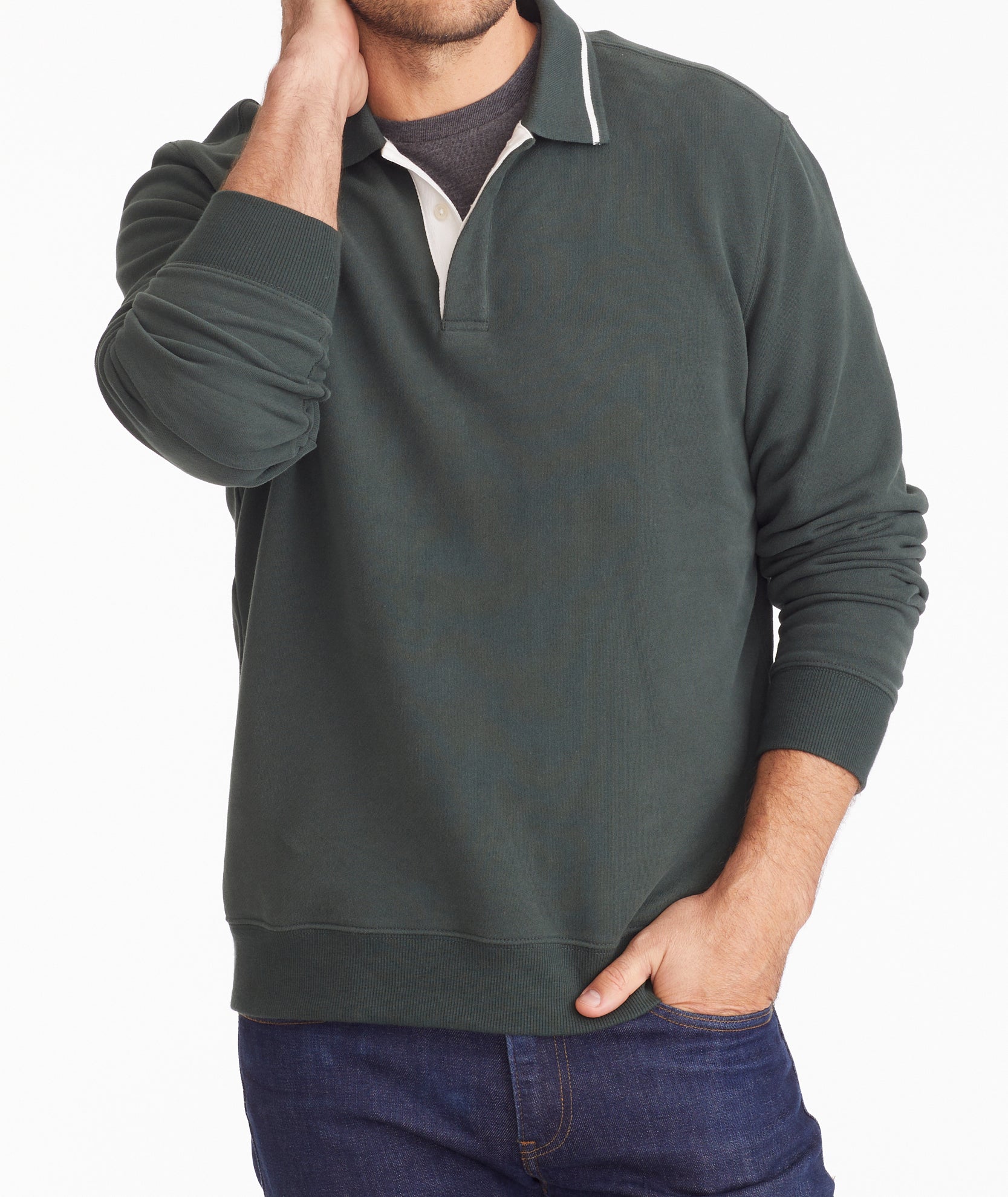 Sweatshirt With Tipping Deep Green | UNTUCKit