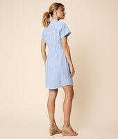 Cotton Seersucker Striped Cybil Shirt Dress 4