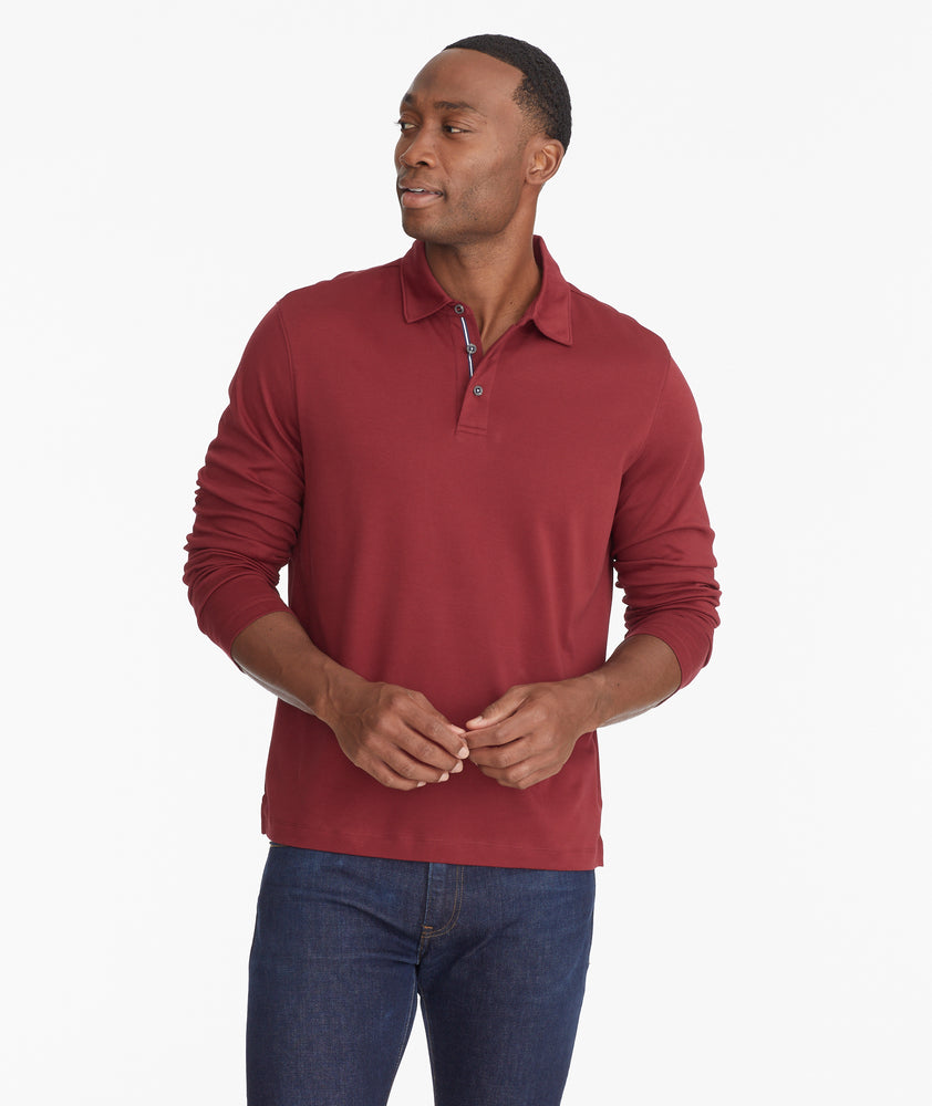 long sleeve polo maroon