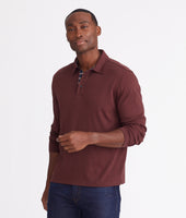 Wrinkle-Free Damaschino Long-Sleeve Polo with Contrast Placket 3