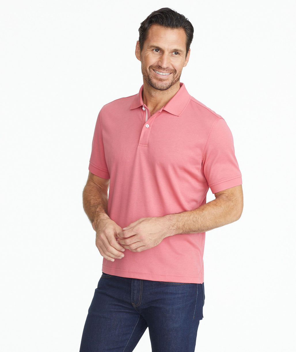 Model wearing a Wrinkle-Free Damaschino Polo