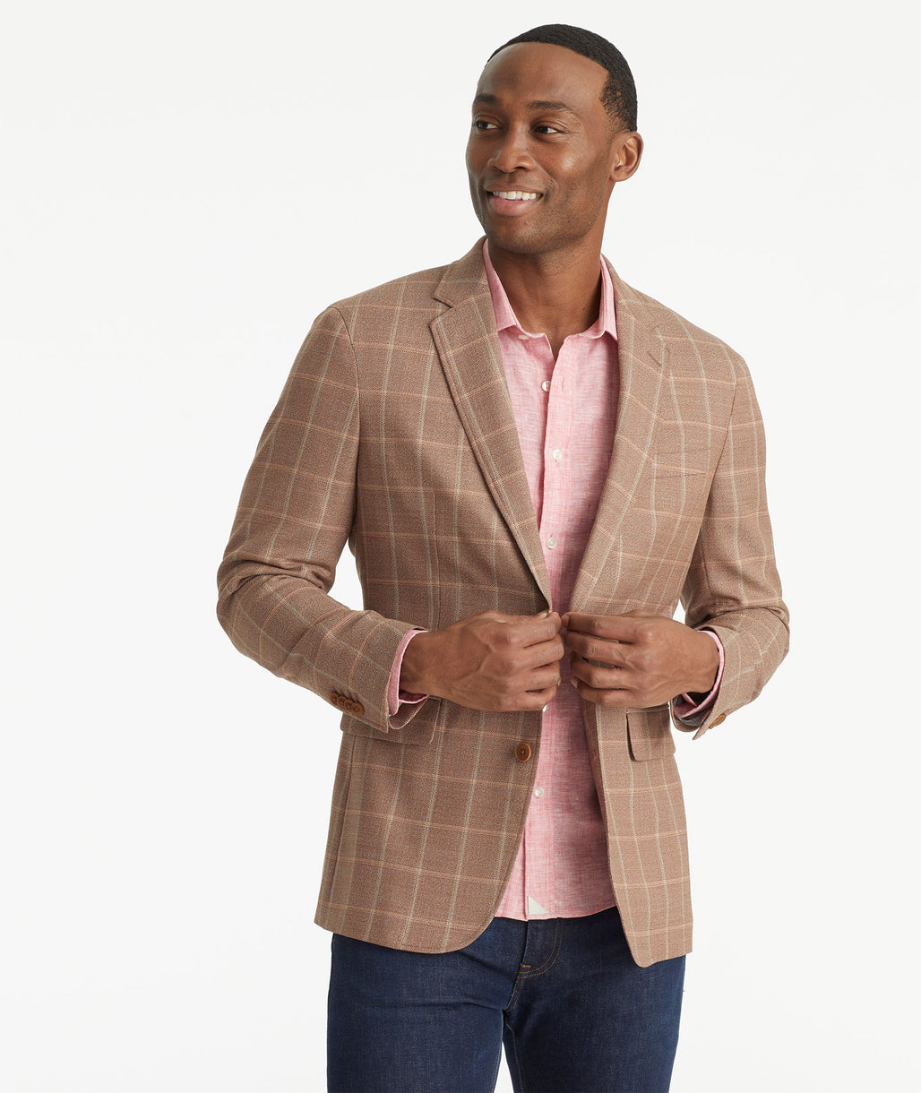 Model wearing an UNTUCKit Red Italian Wool Del Dotto Sport Coat