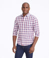 Model wearing a Red Wrinkle-Free Denner Shirt