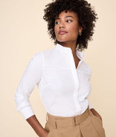 Stretch Cotton Band Collar Diana shirt 1
