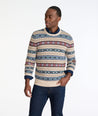 Model wearing a Tan Fair Isle Crewneck Sweater - FINAL SALE