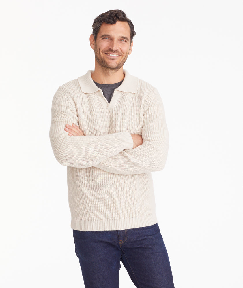 Italian Wool Johnny Collar Sweater