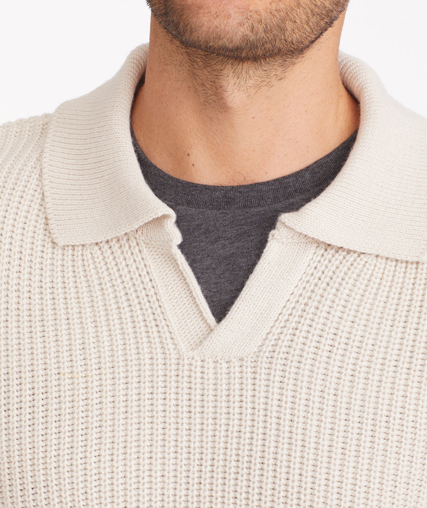 Italian Wool Johnny Collar Sweater