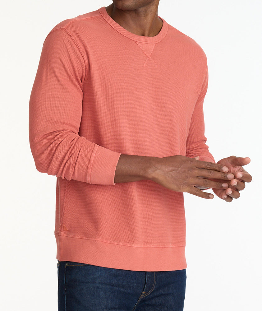 Model wearing a Light Red Vintage Wash Crewneck Sweatshirt