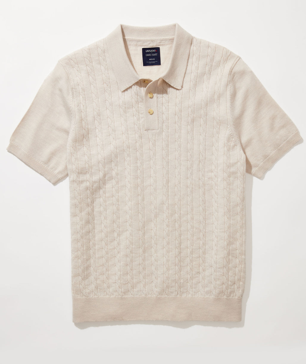 UNTUCKit + David Hart CableKnit Polo Tan UNTUCKit