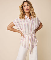 Linen Blend Tie-Front Issa Shirt 1