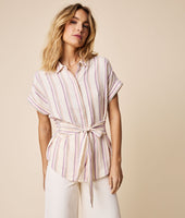 Linen Blend Tie-Front Issa Shirt 3