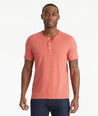 Model wearing an UNTUCKit Red Ultrasoft Short-Sleeve Henley