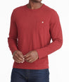 Model wearing a Bright Red Long-Sleeve Pocket Tee