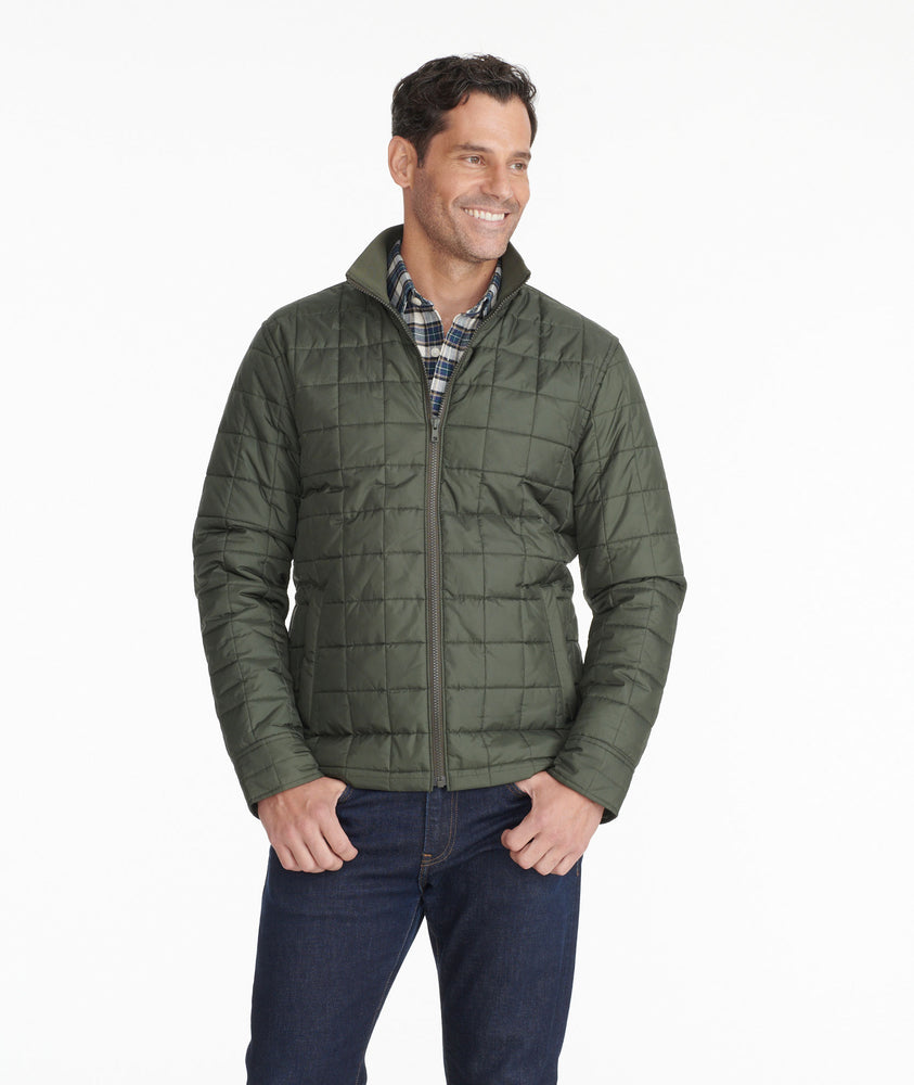 Model wearing a Green Quilted City Jacket