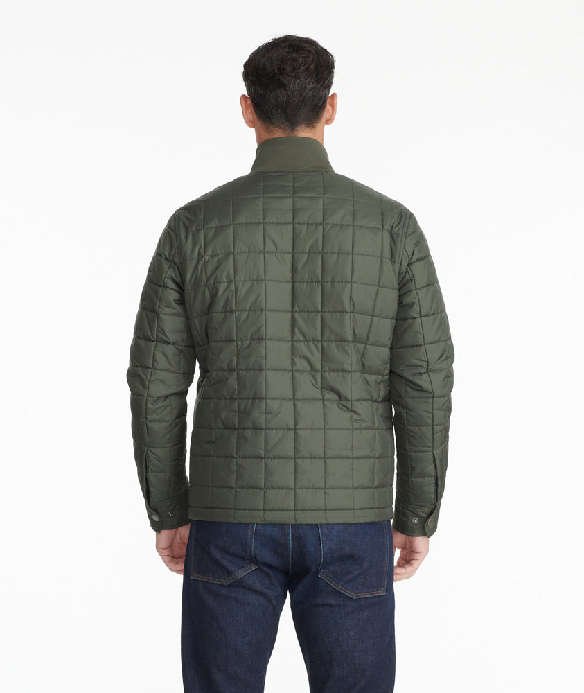 Model wearing a Green Quilted City Jacket