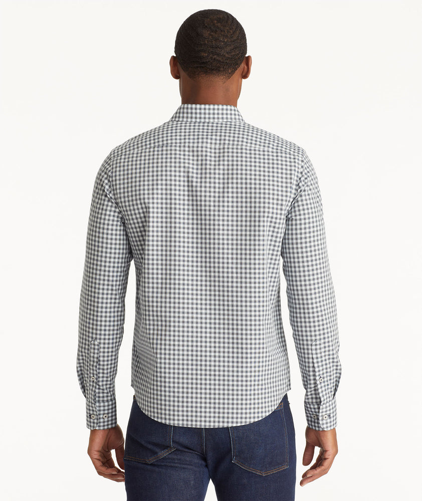 Classic Black Sweater With Micro Gingham Collared Shirt