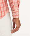 Model wearing an UNTUCKit Red Vintage Wash Monterosso Shirt