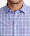 Model wearing a Blue Wrinkle-Free Moravia Shirt