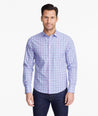 Model wearing a Blue Wrinkle-Free Moravia Shirt