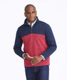 Model wearing a Red Colorblock Fleece Quarter-Zip
