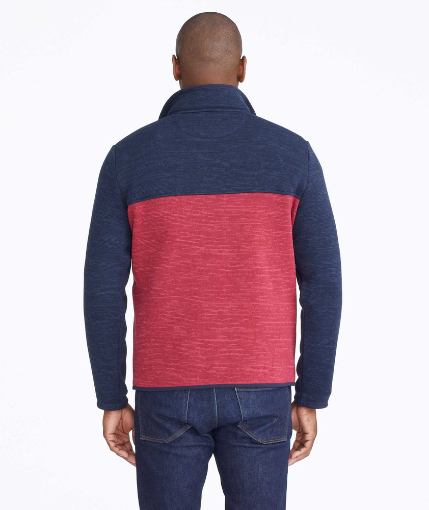 Model wearing a Red Colorblock Fleece Quarter-Zip