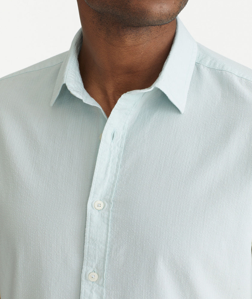 Cotton Seersucker Short-Sleeve Pavao Shirt Pale Blue | UNTUCKit