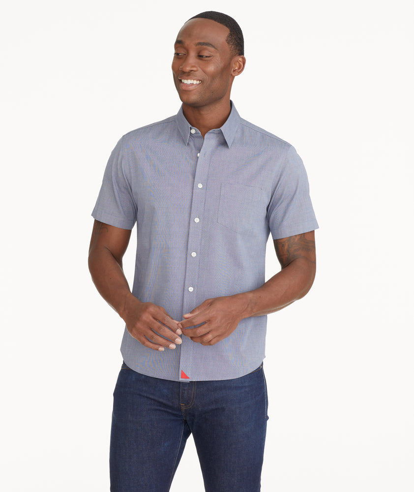 Wrinkle-Free Short-Sleeve Petrus Shirt Navy