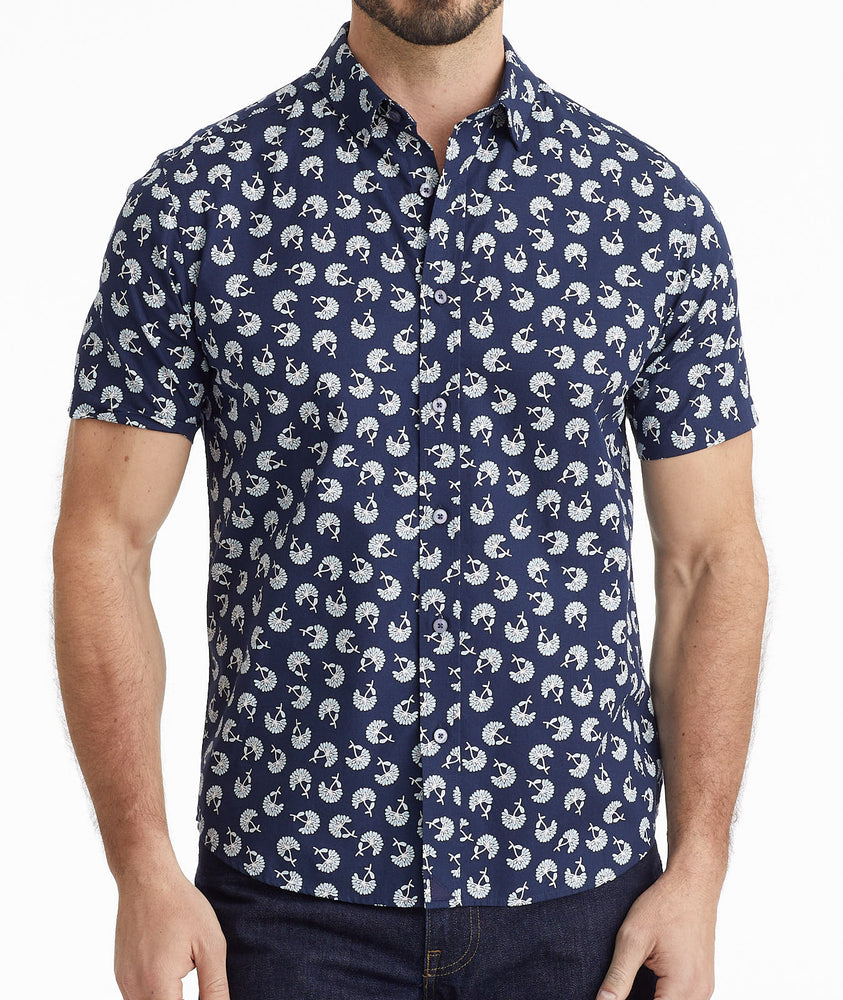 mens flower print dress shirt Pink Floral Long Sleeve Men Button Up Shirt, Flowers Print White Casual Buttoned Collared Designer Dress Shirt with Chest Pocket