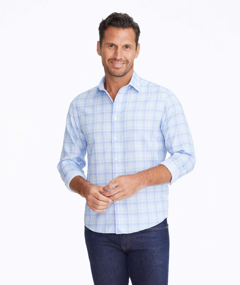 Model wearing a Light Blue Classic Cotton Pinord Shirt