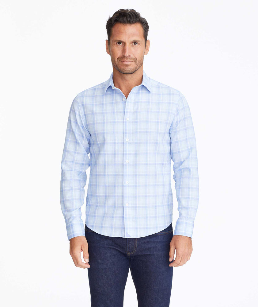 Model wearing a Light Blue Classic Cotton Pinord Shirt