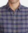 Model wearing a Blue Flannel Relusso Shirt
